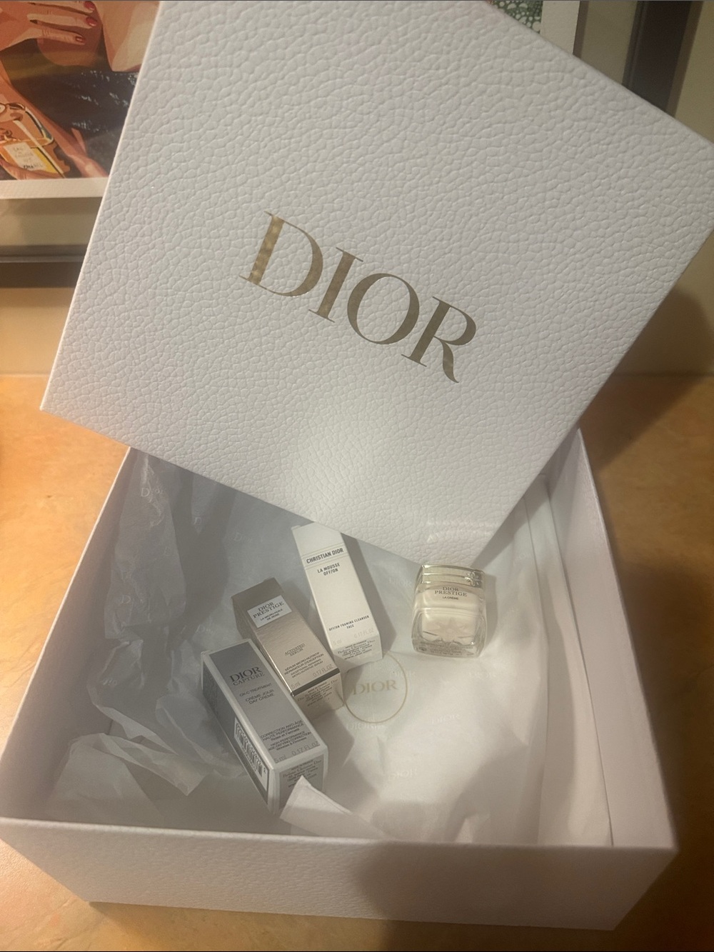Dior Bundle: Square Box with Dior Serum,Day Cream, Mousse & Dior Prestige